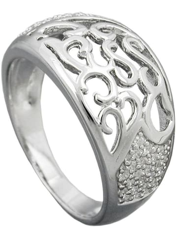 Gallay Ring 10mm mit Zirkonias glänzend rhodiniert Silber 925 Ringgröße 56 in silber