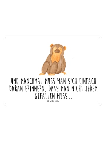 Mr. & Mrs. Panda Blechschild Affe mit Spruch in Weiß