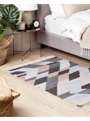 Beliani Geflochtener Teppich NAKKAS in Bunt/Beige/Grau - (W) 80 x (H) 0.6 x (L) 150 cm
