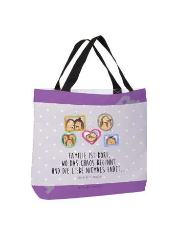 Mr. & Mrs. Panda Tote Bag Igel Familie mit Spruch in Grau Pastell