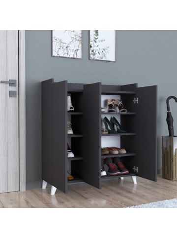 en.casa Beistellschrank Sirdal in Anthrazit (H)103.5cm (B)90cm (T)30cm