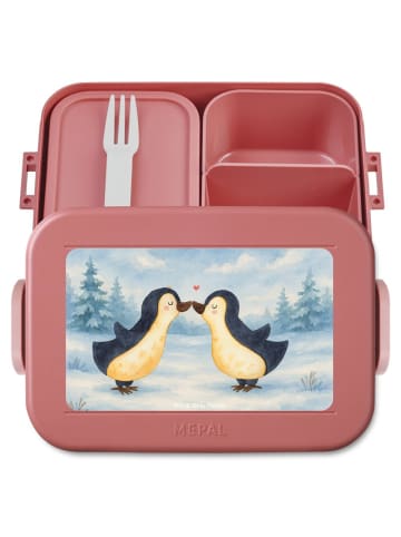 Mr. & Mrs. Panda Bento-Brotdose Pinguin Liebe Design ohne Spruch in Rot Pastell