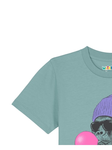 wat? Apparel T-Shirt Gorilla Kaugummi in Teal Monstera