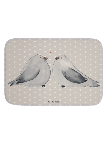 Mr. & Mrs. Panda Teppich Fürs Bad Turteltauben Liebe ohne Spruch in Grau Pastell