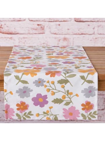 AltoBelli Tischläufer SUMMER Weiß mit bunten BLUMEN