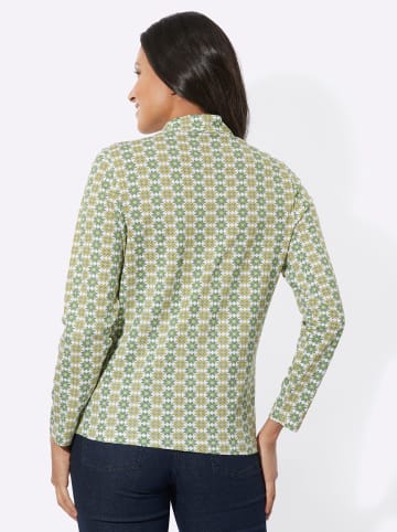 Sieh an! Stehkragen-Shirt in eucalyptus-ecru-bedruckt