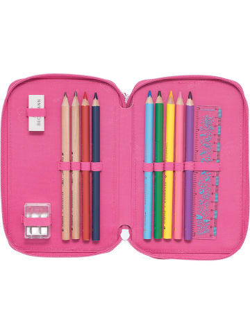 BECKMANN 3-fächrige Federmappe mit Inhalt Strawberry in rot