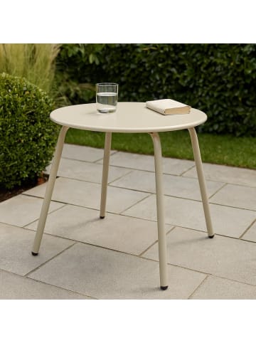 PROGARDEN Runder Terrassentisch aus Stahl RONDO in Beige, Ø 50 x (H) 40 cm