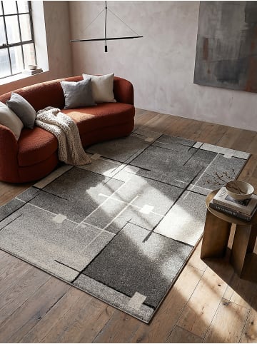 KADIMA DESIGN Niederflor-Teppich Patchwork pflegeleicht Wohnzimmer Schlafzimmer Flur in Grau