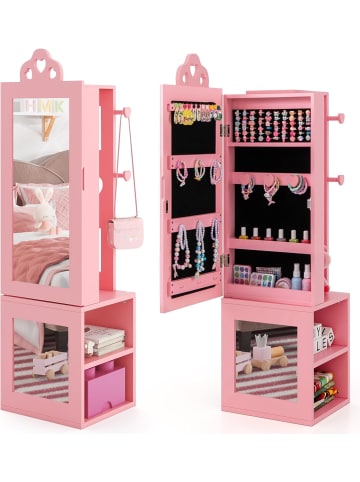COSTWAY Kinder Schmuckschrank in Rosa