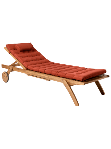 Beliani Gartenliege CESANA PREMIUM in Braun/Rot - (W) 61 x (H) 33 x (L) 195 cm