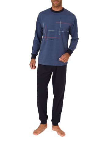 NORMANN langarm Schlafanzug Pyjama Bündchen - 83248 in blau