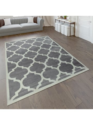 KADIMA DESIGN Teppich Kurzflor Marokkanisches Muster Wohnzimmer schmutzabweisend in Grau