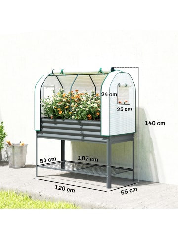 Outsunny Hochbeet in Dunkelgrau 120L x 55B x 140H cm