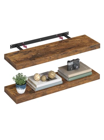 VASAGLE 2er-Set: Wandregal in vintage - (B)80 x (H)3.8 x (T)20 cm