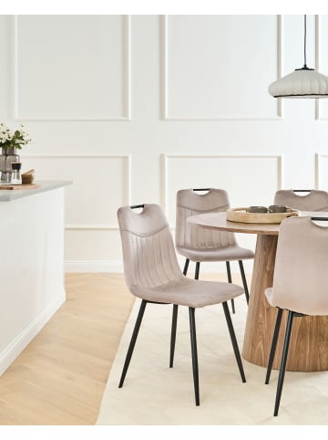 Beliani 4er-Set Esszimmerstuhl ARGYLE in Beige/Schwarz