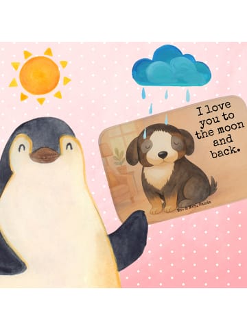 Mr. & Mrs. Panda Badematte Hund Entspannen Design mit Spruch in Weiß