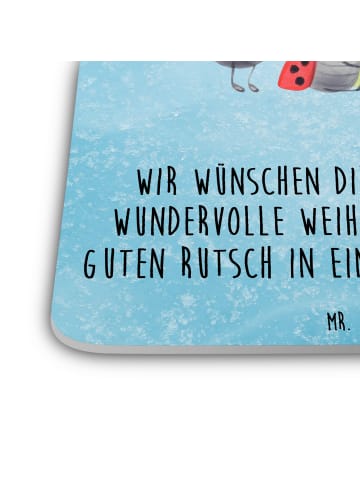 Mr. & Mrs. Panda Glasuntersetzer Weihnachten Smörle mit Spruch in Eisblau