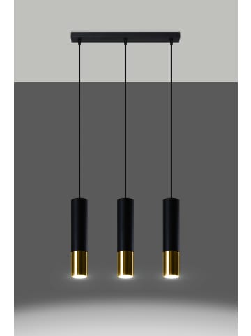 Nice Lamps Hängeleuchte LONGBOT 3L Schwarz/Gold (H)90cm (L)45cm (B)6cm