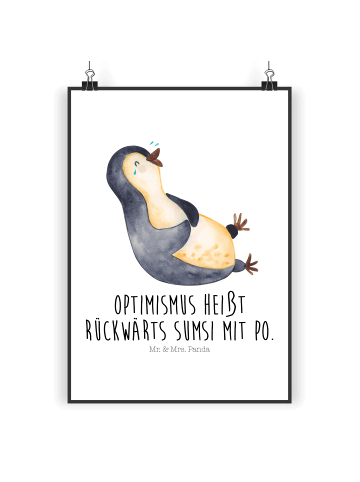 Mr. & Mrs. Panda Wandbild Pinguin Lachen mit Spruch in Weiß
