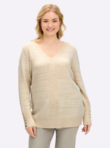 sheego by Joe Browns V-Ausschnitt-Pullover in champagner