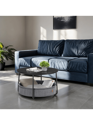 VASAGLE Couchtisch rund Lilea in Schwarz - (B)75 x (H)45 x (T)75 cm