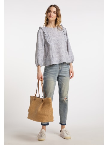 DreiMaster Damen Blusenshirt in Blau Wollweiss