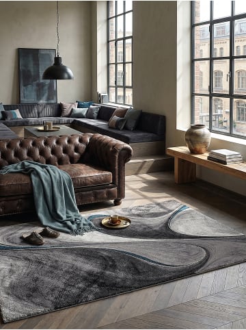 KADIMA DESIGN Teppich Kurzflor Abstrakt pflegeleicht Wohnzimmer Schlafzimmer Flur in Grau