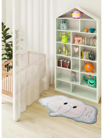 Atticgo Waschbarer Kinderteppich CANDY elefantenform in weiß