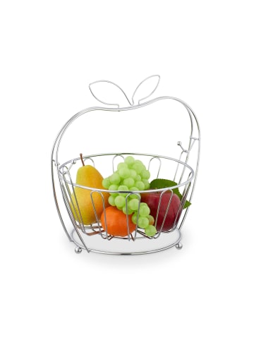 relaxdays Obstschale in Silber - (B)28 x (H)28,5 x (T)23 cm