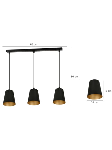 Licht-Erlebnisse Pendelleuchte (B)14 x (L)66 x (T)100 cm in Schwarz Gold