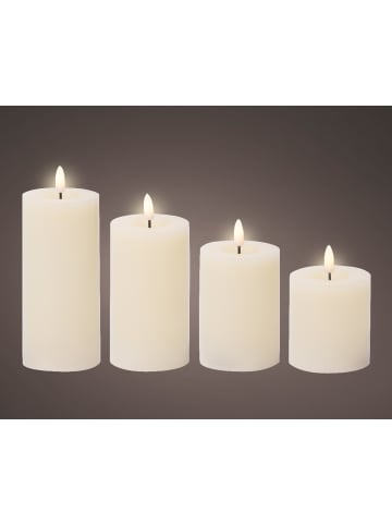 LUMINEO LED Wachskerzen 4er-Set, batteriebetrieben in Weiß
