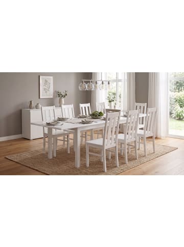 Feldmann-Wohnen ESSZIMMER-SET Belluno Elegante 9-tlg Kiefer Weiß 150-197 / 93 / 96cm