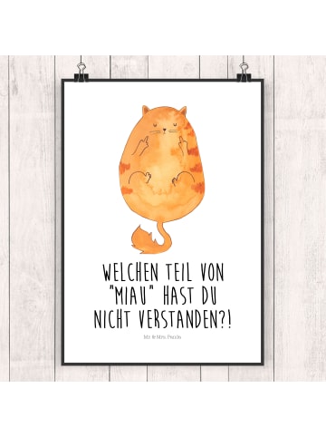 Mr. & Mrs. Panda Deko Bild Katze Mittelfinger mit Spruch in Weiß