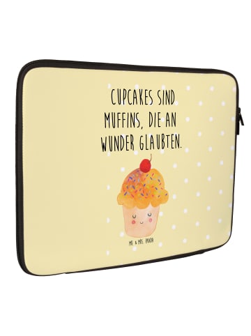 Mr. & Mrs. Panda Notebook Tasche Cupcake mit Spruch in Gelb Pastell