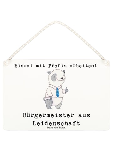 Mr. & Mrs. Panda Deko Schild Bürgermeister Leidenschaft mit Spruch in Weiß
