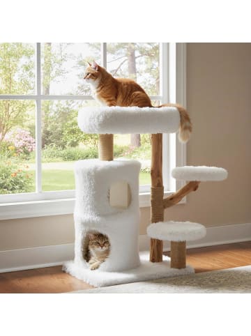 COSTWAY Kratzbaum Holz 93 cm hoch in Weiß