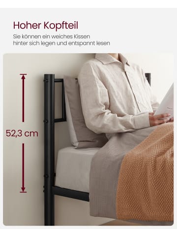 VASAGLE 2er-Set: Bettgestell in schwarz - (B)91.8 x (H)86.4 x (T)208 cm