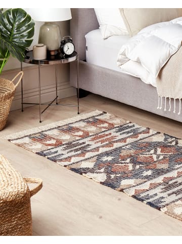 Beliani Geflochtener Teppich KALFA in Bunt/Beige/Braun - (W) 80 x (H) 0.6 x (L) 150 cm
