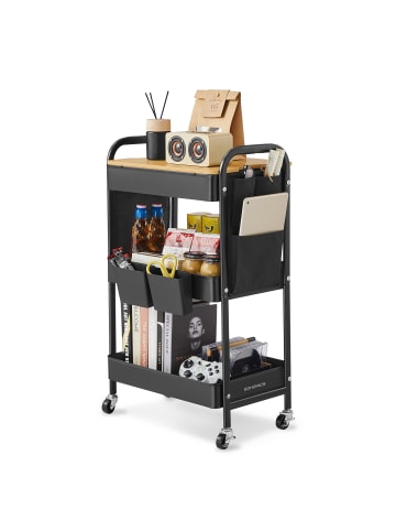 SONGMICS Rollwagen Pataye in Tintenschwarz - (B)44.3 x (H)74.2 x (T)30.6 cm