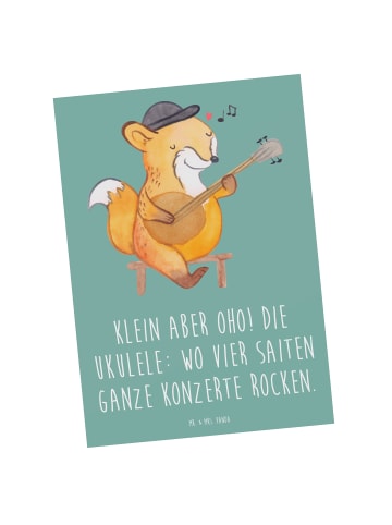Mr. & Mrs. Panda Postkarte Ukulele Magie mit Spruch in Meeresbrise