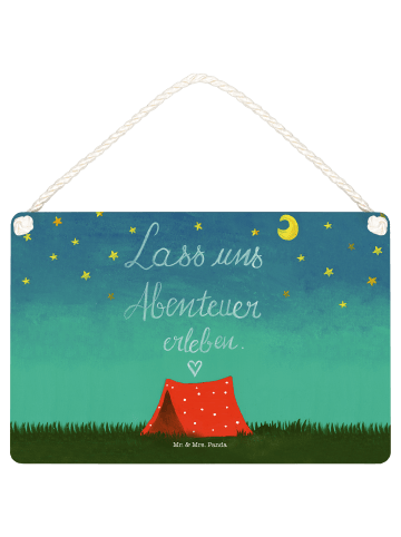 Mr. & Mrs. Panda Holzschild Abenteuer mit Spruch in Bunt
