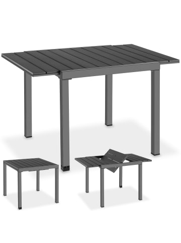 tectake Outdoor-Esstisch aus Aluminium für 4-6 Personen, 80–120 x 80 x 74 cm