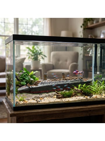 relaxdays Aquarium Deko "Titanic" in Bunt - (B)38,5 x (H)9 x (T)5 cm