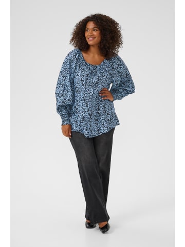 KAFFE curve Langarm-Bluse KCamina Regular fit in Black/Windsurfer Flower Print