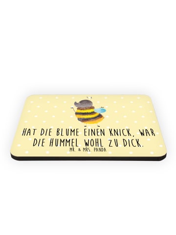 Mr. & Mrs. Panda Kühlschrankmagnet Hummel flauschig mit Spruch in Gelb Pastell