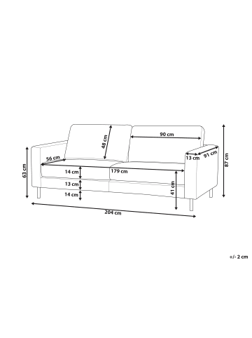 Beliani 3-Sitzer Sofa SAVALEN in Grün/Schwarz - (W) 204 x (H) 87 x (L) 91 cm