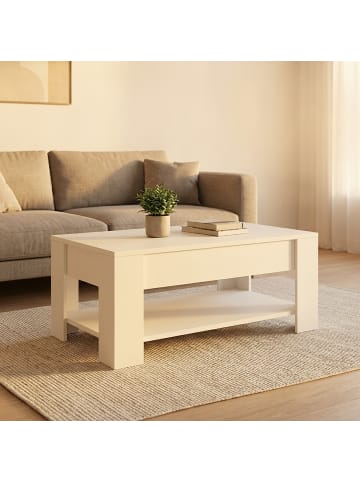 relaxdays Couchtisch in Weiß - (B)98 x (H)42 x (T)50 cm