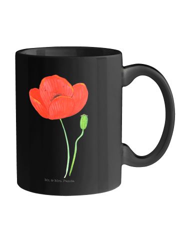 Mr. & Mrs. Panda Becher Blume Mohnblume ohne Spruch in Schwarz