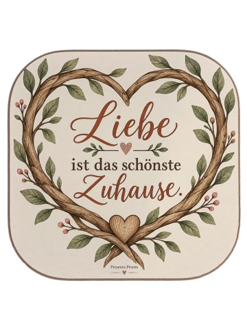 Mr. & Mrs. Panda Tischuntersetzer Herz warm Design mit Spruch in Weiß